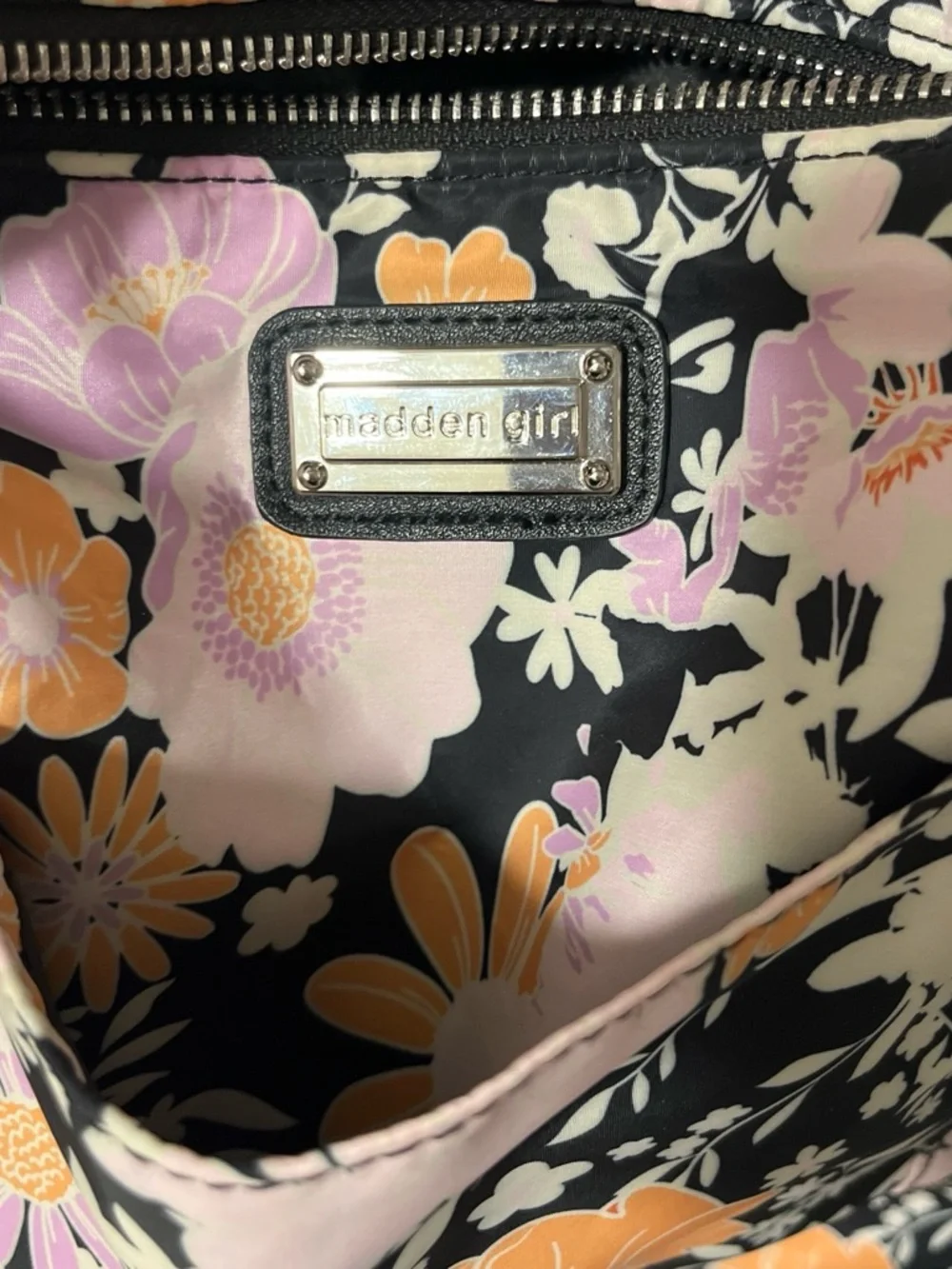MsddennGirl weekend Bag — Black with Lilac & Peach Flowers